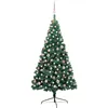 Image de Demi-arbre De Noël Artificiel Pré-éclairé Et Boules Vert 180 Cm Vidaxl