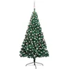 Image de Demi-arbre De Noël Artificiel Pré-éclairé Et Boules Vert 210 Cm Vidaxl