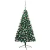 Image de Demi-arbre De Noël Artificiel Pré-éclairé Et Boules Vert 240 Cm Vidaxl