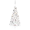 Image de Demi-arbre De Noël Artificiel Pré-éclairé Et Boules Blanc 210cm Vidaxl