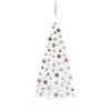 Image de Demi-arbre De Noël Artificiel Pré-éclairé Et Boules Blanc 240cm Vidaxl