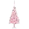 Image de Arbre De Noël Artificiel Pré-éclairé Et Boules Rose 180 Cm Pvc Vidaxl