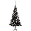 Image de Arbre De Noël Artificiel Pré-éclairé Et Boules Noir 150 Cm Pvc Vidaxl