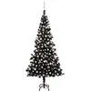 Image de Arbre De Noël Artificiel Pré-éclairé Et Boules Noir 210 Cm Pvc Vidaxl