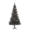 Image de Arbre De Noël Artificiel Pré-éclairé Et Boules Noir 240 Cm Pvc Vidaxl