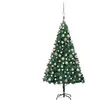 Image de Arbre De Noël Artificiel Pré-éclairé Et Boules Vert 150 Cm Pvc Vidaxl