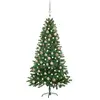 Image de Arbre De Noël Artificiel Pré-éclairé Et Boules 150 Cm Vert Vidaxl