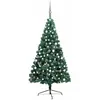 Image de Demi-arbre De Noël Artificiel Pré-éclairé Et Boules Vert 150 Cm Vidaxl