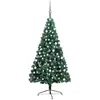 Image de Demi-arbre De Noël Artificiel Pré-éclairé Et Boules Vert 180 Cm Vidaxl