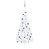 Image de Demi-arbre De Noël Artificiel Pré-éclairé Et Boules Blanc 210cm Vidaxl