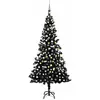 Image de Arbre De Noël Artificiel Pré-éclairé Et Boules Noir 210 Cm Pvc Vidaxl