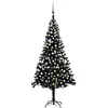Image de Arbre De Noël Artificiel Pré-éclairé Et Boules Noir 240 Cm Pvc Vidaxl