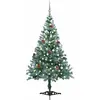 Image de Arbre De Noël Givré Pré-éclairé Et Boules Pommes De Pin 150 Cm Vidaxl