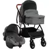 Image de Poussette Pour Bébé 3-en-1 Gris Clair Et Noir Acier Vidaxl