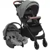 Image de Poussette Pour Bébé 3-en-1 Gris Clair Acier Vidaxl