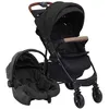 Image de VIDAXL - Poussette 3-en-1 Bébé Pliable Gris/Noir - Landau Siège Auto & Ceinture 5 Points