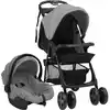 Image de Poussette Pour Bébé 3-en-1 Gris Clair Et Noir Acier Vidaxl