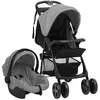 Image de vidaXL Poussette pour Bébé 3-en-1 Landau Pliable pour Tout-petit Enfants orte-bébé Siège Auto pour Bébé Poussette de Voyage 10389