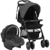 Image de Poussette Pour Bébé 3-en-1 Gris Foncé Et Noir Acier Vidaxl