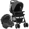 Image de vidaXL Poussette pour Bébé 3-en-1 Landau Pliable pour Tout-petit Enfants orte-bébé Siège Auto pour Bébé Poussette de Voyage 10390