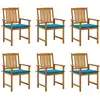 Image de Chaises De Jardin Avec Coussins Lot De 6 Bois D'acacia Massif Vidaxl