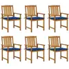 Image de Chaises De Jardin Avec Coussins Lot De 6 Bois D'acacia Massif Vidaxl