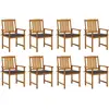 Image de Chaises De Jardin Avec Coussins Lot De 8 Bois D'acacia Solide Vidaxl