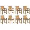 Image de Chaises De Jardin Avec Coussins Lot De 8 Bois D'acacia Solide Vidaxl