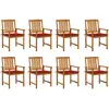 Image de Chaises De Jardin Avec Coussins Lot De 8 Bois D'acacia Solide Vidaxl