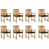 Image de Chaises De Jardin Avec Coussins Lot De 8 Bois D'acacia Solide Vidaxl