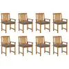 Image de Chaises De Jardin Avec Coussins Lot De 8 Bois D'acacia Solide Vidaxl