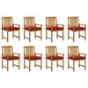 Image de Chaises De Jardin Avec Coussins Lot De 8 Bois D'acacia Solide Vidaxl