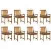Image de Chaises De Jardin Avec Coussins Lot De 8 Bois D'acacia Solide Vidaxl