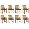 Image de Chaises De Jardin Avec Coussins Lot De 8 Bois D'acacia Solide Vidaxl