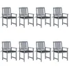 Image de Chaises De Jardin Et Coussins Lot De 8 Bois Acacia Solide Gris Vidaxl