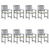 Image de Chaises De Jardin Et Coussins Lot De 8 Bois Acacia Solide Gris Vidaxl
