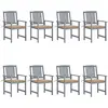 Image de Chaises De Jardin Et Coussins Lot De 8 Bois Acacia Solide Gris Vidaxl