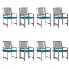 Image de Chaises De Jardin Et Coussins Lot De 8 Bois Acacia Solide Gris Vidaxl