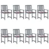 Image de Chaises De Jardin Et Coussins Lot De 8 Bois Acacia Solide Gris Vidaxl