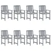 Image de Chaises De Jardin Et Coussins Lot De 8 Bois Acacia Solide Gris Vidaxl