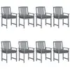 Image de Chaises De Jardin Et Coussins Lot De 8 Bois Acacia Solide Gris Vidaxl