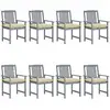 Image de Chaises De Jardin Et Coussins Lot De 8 Bois Acacia Solide Gris Vidaxl
