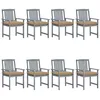 Image de Chaises De Jardin Et Coussins Lot De 8 Bois Acacia Solide Gris Vidaxl