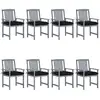 Image de Chaises De Jardin Et Coussins Lot De 8 Bois Acacia Solide Gris Vidaxl