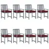 Image de Chaises De Jardin Et Coussins Lot De 8 Bois Acacia Solide Gris Vidaxl