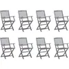 Image de Chaises Pliables D'extérieur Lot De 8 Et Coussins Bois D'acacia Vidaxl