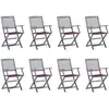 Image de Chaises Pliables D'extérieur Lot De 8 Et Coussins Bois D'acacia Vidaxl