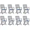 Image de Chaises Pliables D'extérieur Lot De 8 Et Coussins Bois D'acacia Vidaxl