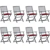 Image de Chaises Pliables D'extérieur Lot De 8 Et Coussins Bois D'acacia Vidaxl