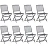 Image de Chaises Pliables D'extérieur Lot De 8 Et Coussins Bois D'acacia Vidaxl